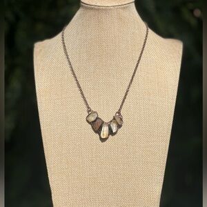 Five Stone Copper Statement Necklace Topaz New